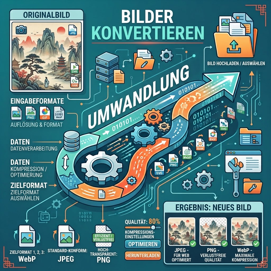 Bild online konvertieren – PNG JPG WEBP GIF BMP TIFF Bildformat kostenlos ändern