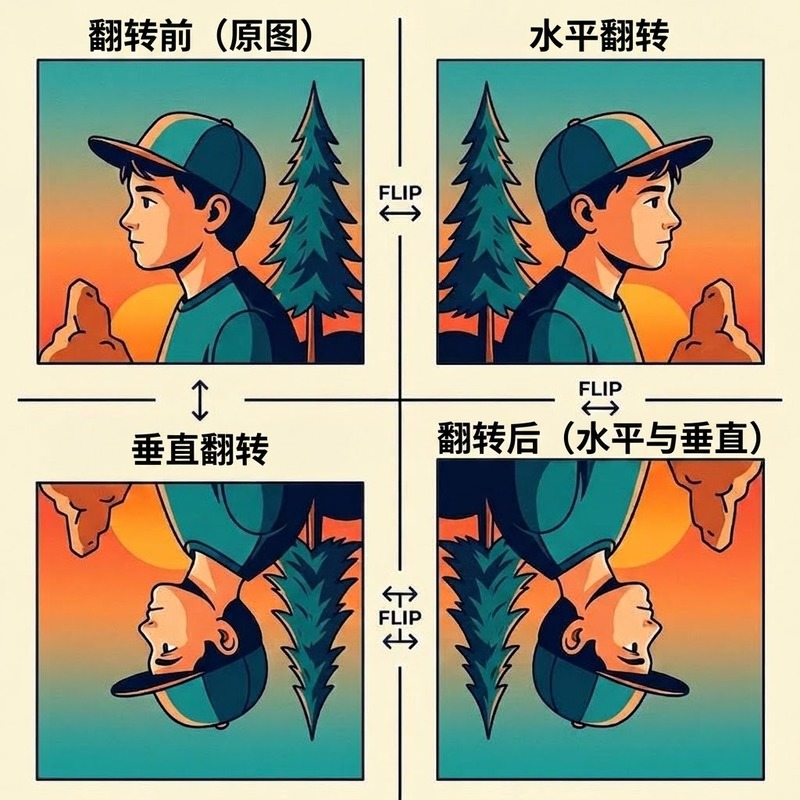 在線鏡像照片免費 — 水平鏡像與垂直鏡像圖像翻轉工具，無水印無質量損失