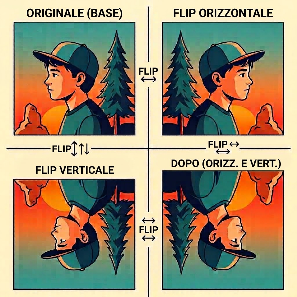 Specchiare foto online gratis – riflesso orizzontale e verticale senza perdita di qualità